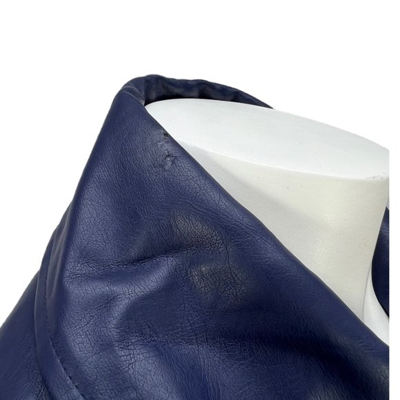 Blue Faux Leather Dennis by Dennis Basso Turn-lock Jacket Sz XXS - Picture 11 of 11